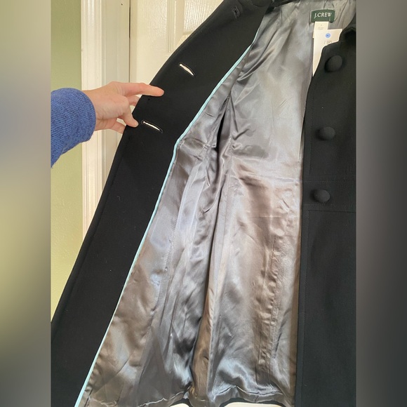 J Crew Day Coat Wool Black Mid Length Minimalist Classic Feminine Button Size 0 - Picture 14 of 16